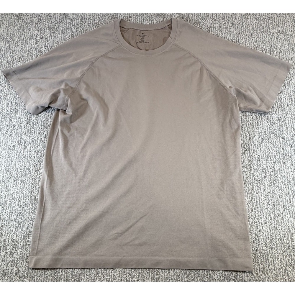 Fabletics T Shirt Mens XL Light Gray Brown Performance Workout Training Nylon